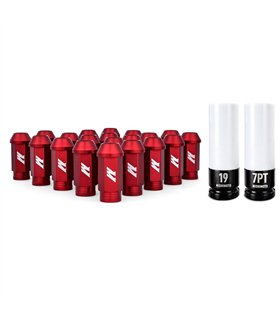 Aluminum Locking Lug Nuts M12x1.25, 20pc Set, Red